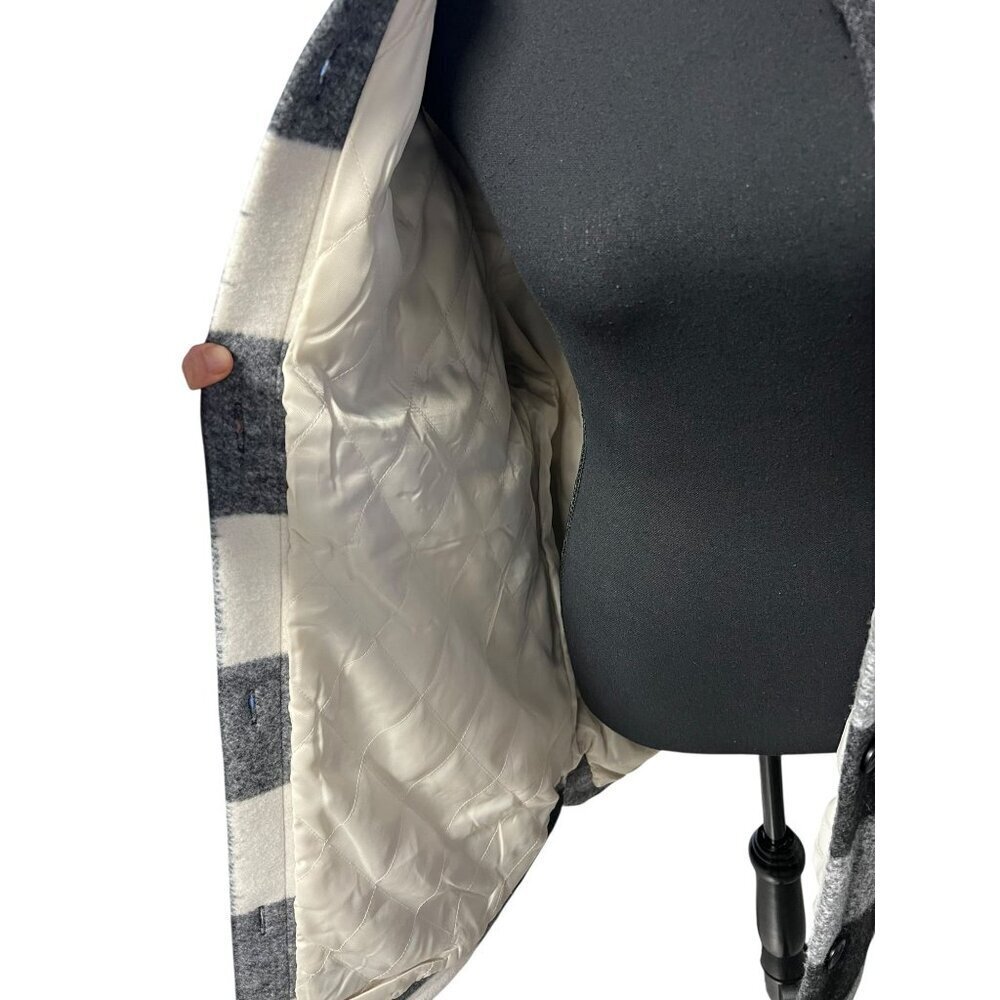 Abercrombie & fitch Oversized Jacket Women M Black White Buffalo Plaid Shacket - Picture 7 of 9